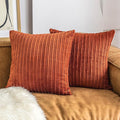 UGASA Fall Velvet Solid Decorative Pillow Covers Square Cushion Cover Pillowcase with Hidden Zipper, 2 Packs, 18x18 inch, Burnt Brick