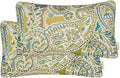 Mika Home Pack of 2 Oblong Rectangular Throw Pillow Cover Cushion Cases for Sofa Couch Chair,Paisley Pattern,12x20 Inches,Green Brown Cream Multicolor