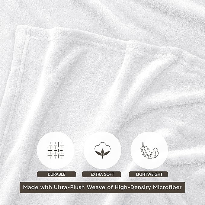Utopia Bedding White Fleece Blanket King Size Lightweight Fuzzy Soft Anti-Static Microfiber Bed Blanket (90x102 Inch)