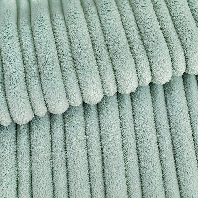 UGS UGASA Velvet Pillow Covers Striped, Spring Decorative Throw Pillow Cover Cushion Case with Hidden Zipper for Home Couch/Bedroom, Soft Cozy Solid Oblong, 1 Pack (12"x20", Mint Green)