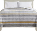 Elegant Comfort Ultra Soft Print Flannel Fleece Bed Blanket, Cozy-Fuzzy Lightweight Bedspread Coverlet, All Season Decorative Blanket for Couch, Sofa, Striped Design, King Size, Brea Stripe