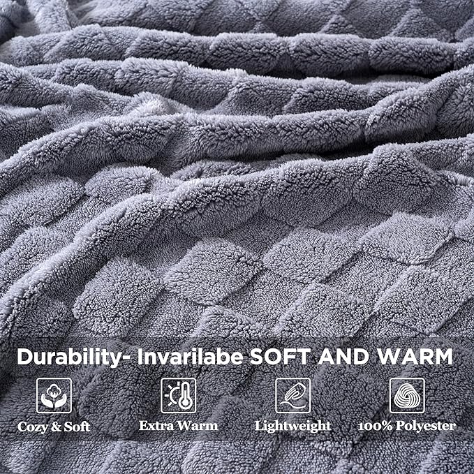 Zyrah Super Soft Throws for Couch Fleece Throw Blanket Lightweight Decorative Fuzzy Cozy Blankets for Sofa Chair Bed (B-Grey, Throw(50"x60"))