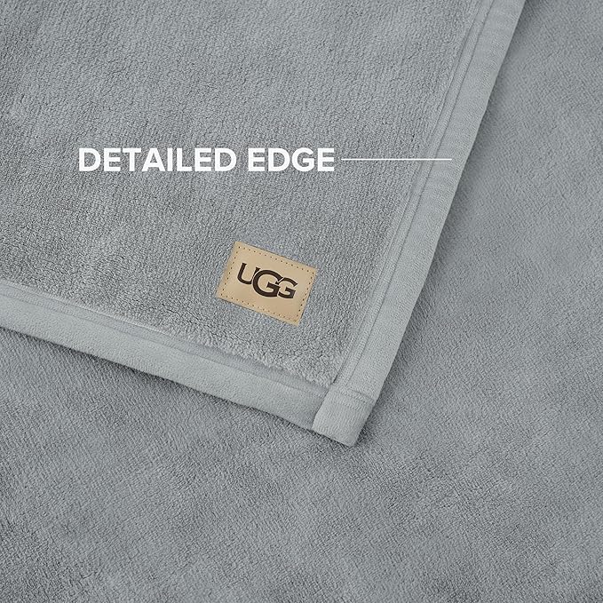 UGG Coco Plush Fleece Throw Blanket – Soft & Cozy Blanket for Couch, Bed & Sofa, Perfect for Home Decor, House Warming Gifts or Luxurious Birthday Gifts for Women, 50" x 70", Seal Gray