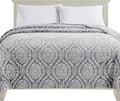 Elegant Comfort Ultra Soft Print Flannel Fleece Bed Blanket, Cozy-Fuzzy Lightweight Bedspread Coverlet, All Season Decorative Blanket for Couch, Sofa, Ogee Design, King Size, Gracey