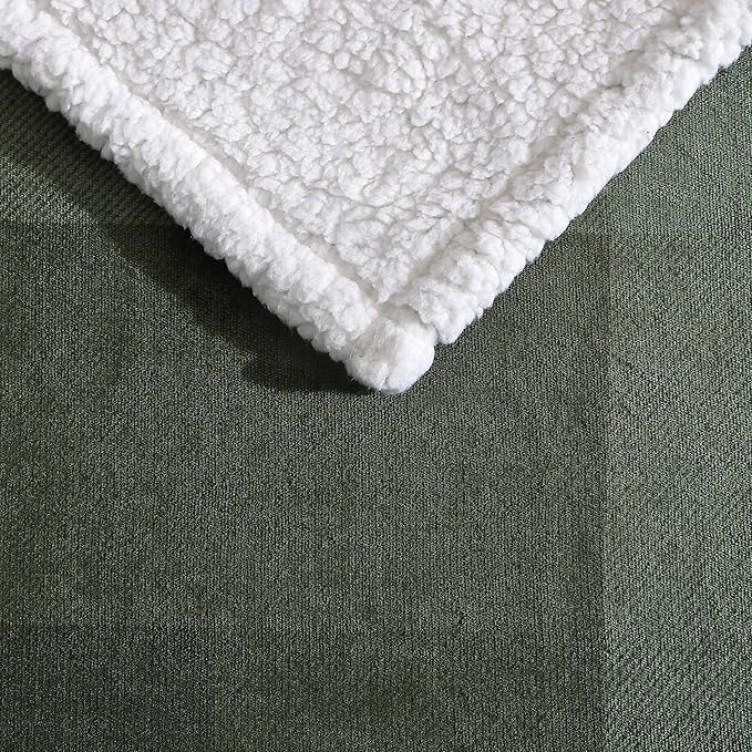 Eddie Bauer - Throw Blanket, Brushed Fleece & Plush Sherpa Bedding, Blanket for Couch & Bed (Pine Plaid Green, 50" x 60")