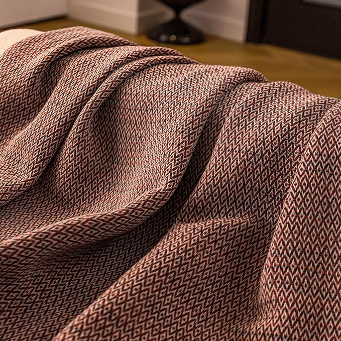 Premium Cotton Boho Blanket |50”x60”| Burnt Orange fall Throw Blankets For Bed Sofa Couch Outdoor Farmhouse Turkish Throws And Blankets For Sofa Bedroom Picnic Blankets yoga blanket