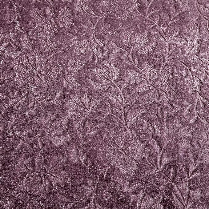 Eddie Bauer - Throw Blanket, Ultra-Soft & Embossed Plush Bedding, Blanket for Couch & Bed (Woodblock Floral Purple, 50" x 70")