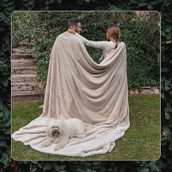 UnHide Cuddle Puddle - Faux Fur Blanket - Oversized, Lightweight, Extra Soft Blanket - Machine Washable - Add a Layer of Softness to Any Bed or Couch - 100” x 100” - Mocha Shar Pei