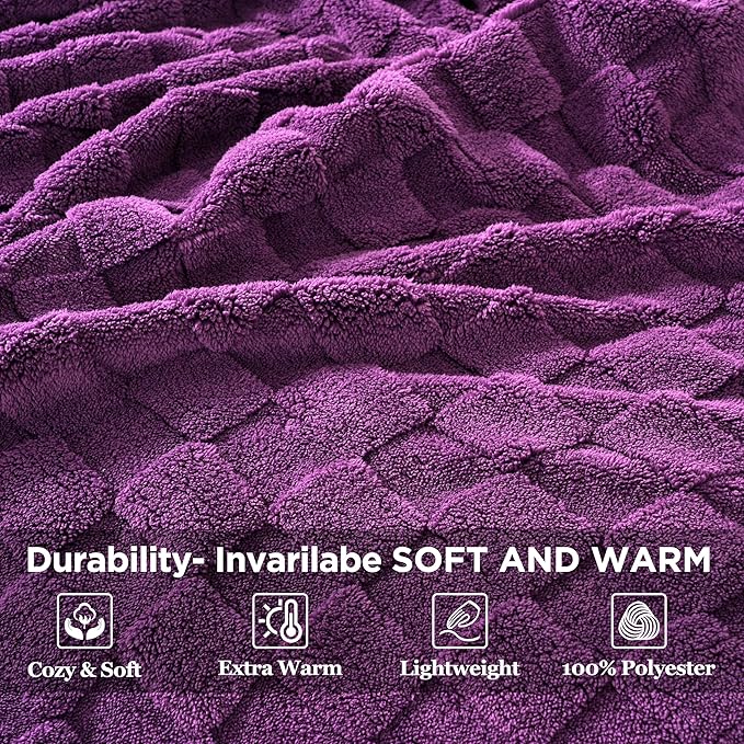 Zyrah Super Soft Throws for Couch Fleece Throw Blanket Lightweight Decorative Fuzzy Cozy Blankets for Sofa Chair Bed (B-Deep Purple, Twin(60"x80"))