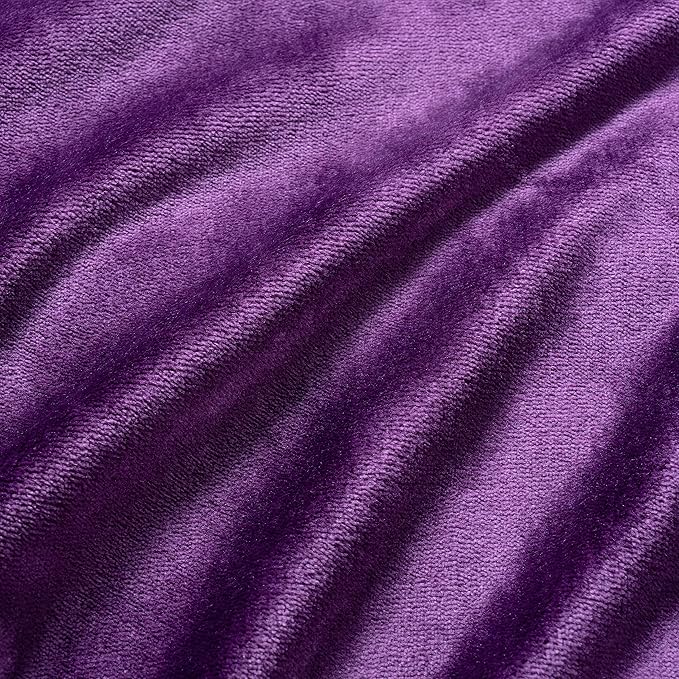 Berkshire Blanket Classic VelvetLoft® Solid Bed Blanket Queen Size,Lightweight Soft Fuzzy Plush Blanket for Bed and Couch,Eggplant Purple,90x90 Inches
