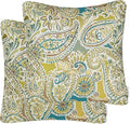 Mika Home Pack of 2 Decorative Accent Throw Pillow Cover Sham Cushion Case,Paisley Pattern,20x20 Inches,Green Brown Cream Multicolor