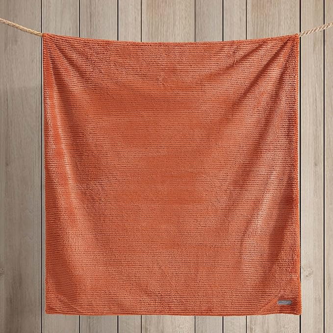Eddie Bauer - Throw Blanket, Ultra-Soft Sherpa & Reversible Bedding for Year Round Comfort, Throw Blanket for Couch or Bed (Textured Solid Orange, 50" x 60")