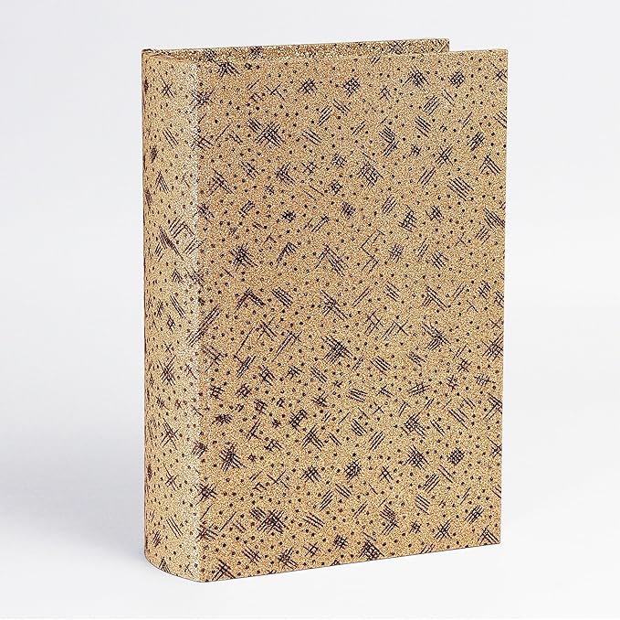 PACOLO Decorative Book Boxes, Faux Wood cover Storage for Hidden Jewelry, Money, and Cash (Gold sequins)