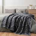 MH MYLUNE HOME Large Soft Micro Plush Leopard Blanket (71x78 inch, Dark Blue | Charcoal Grey) Warm Reversible Cheetah Blanket Leopard Pattern Throw for Sofa Couch Bed
