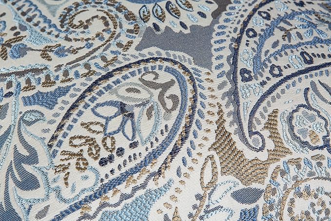 Mika Home Pack of 2 Oblong Rectangular Throw Pillow Cover Cushion Cases for Sofa Couch Chair,Paisley Pattern,12x20 Inches,Blue Brown Cream Multicolor