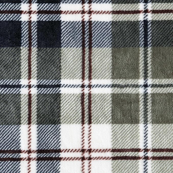 Eddie Bauer - Throw Blanket, Ultra-Soft Plush Bedding with Faux Shearling Reverse, Throw Blanket for Couch & Bed (Trailhead Plaid Green, 50" x 60")