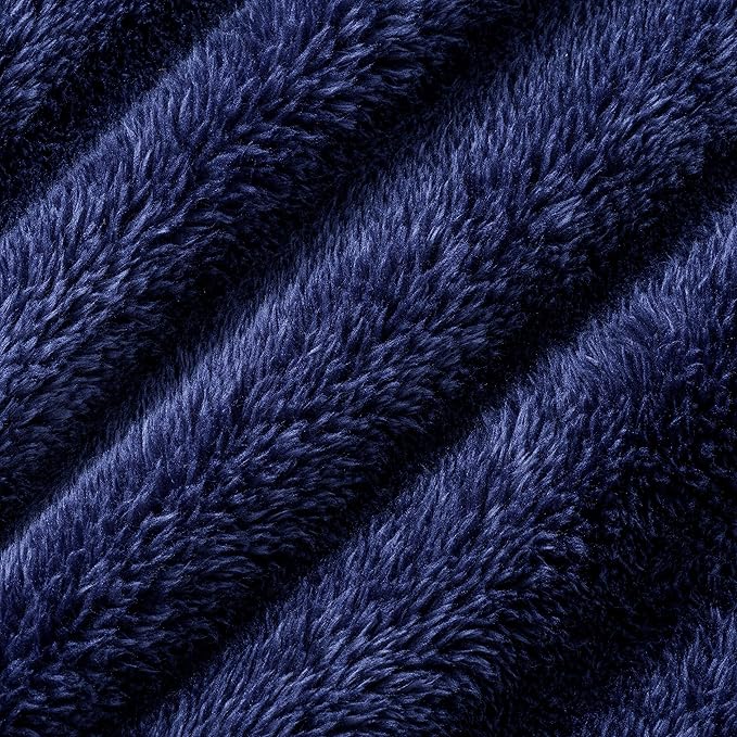 Berkshire Blanket Classic Extra-Fluffy™ Plush Blanket King Size, Soft Fuzzy Fluffy Long Hair Blanket for Couch Sofa Bed, Atlantis Dark Blue, 90x108 Inches
