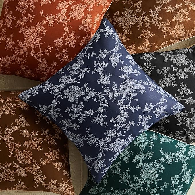 100% Cotton French Pastoral Throw Pillow Covers Set of 2, 24x24 Inch Background/Green Farmhouse Decorative Cushion Covers for Sofa Bed Living Room Home Decor