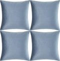 GIGIZAZA Decorative Throw Pillow Covers 16x16, Grey Blue Soft Pillow Covers Velvet, Set of 4 Decor Square Cushion Covers