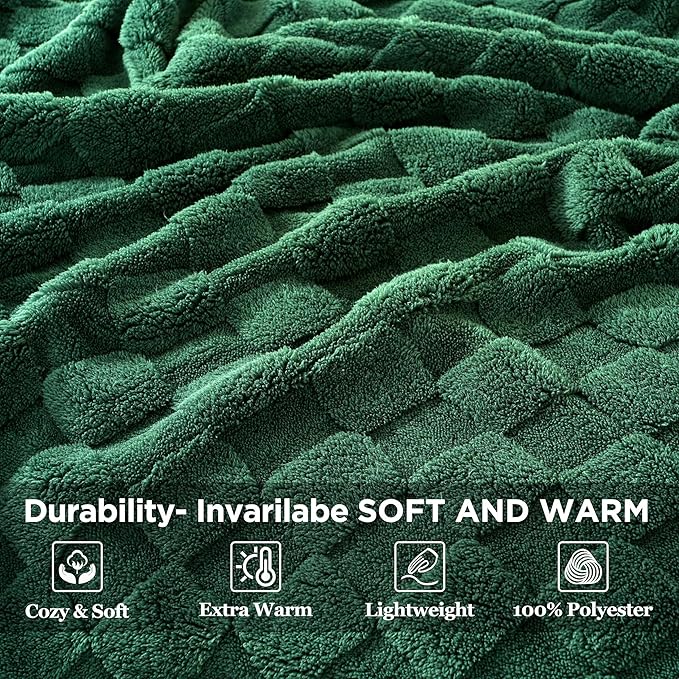 Zyrah Super Soft Throws for Couch Fleece Throw Blanket Lightweight Decorative Fuzzy Cozy Blankets for Sofa Chair Bed (B-Dark Green, Throw(50"x60"))