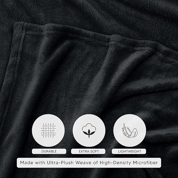 Utopia Bedding Black Fleece Blanket Twin Size Lightweight Fuzzy Soft Anti-Static Microfiber Bed Blanket (60x80 Inch)