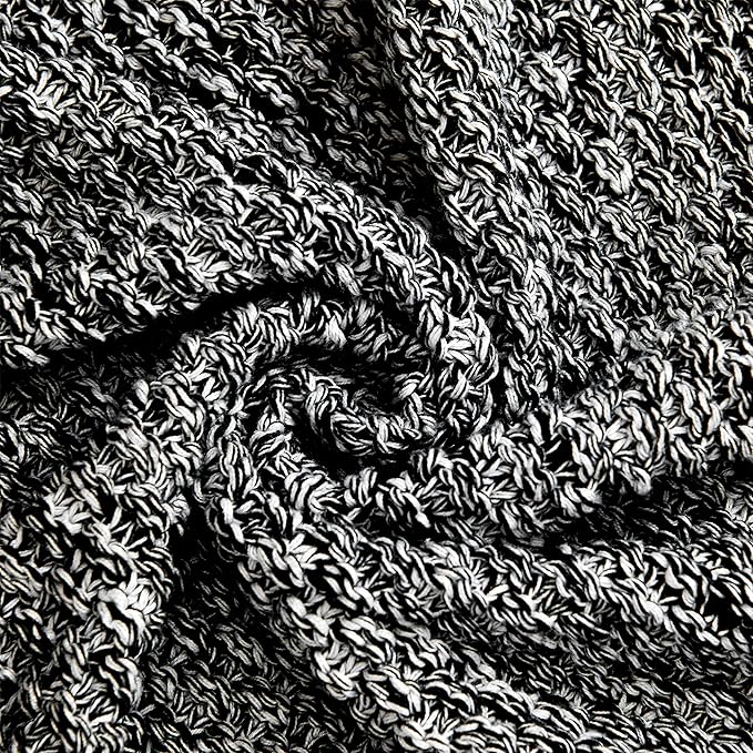 Longhui bedding Black Knitted Throw Blanket for Couch, Soft, Cozy Machine Washable 100% Cotton Sofa Cable Knit Blankets, 4.0lb Weight, 60 x 80 Inches Oversized, Black White Color