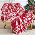 Christmas Blanket Soft Cozy Fleece Throws with Snowman Snowflake Reindeer and Xmas Trees Print, Fuzzy Warm Christmas Throw Blanket for Couch Bed Holiday Decorations Gifts 60"x80" (Red)