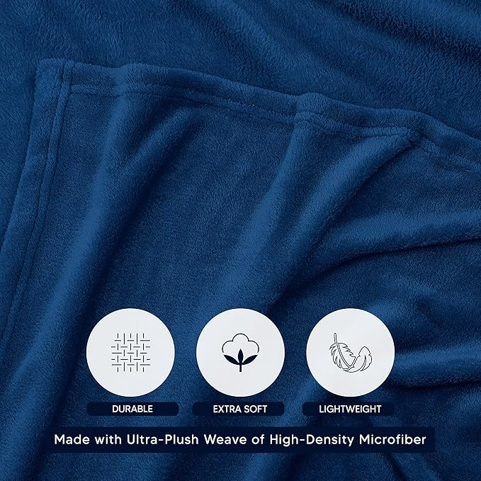 Utopia Bedding Navy Fleece Blanket Twin Size Lightweight Fuzzy Soft Anti-Static Microfiber Dorm Bed Blanket (90x66 Inch)