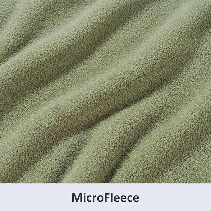 Berkshire Blanket Microfleece Queen Size Bed Blanket Dark Sage Green,Lightweight Soft Breathable Plush Micro Fleece Blanket for Bed Couch Sofa,90x90 Inches