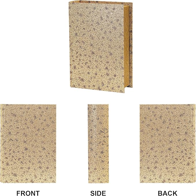 PACOLO Decorative Book Boxes, Faux Wood cover Storage for Hidden Jewelry, Money, and Cash (Gold sequins)