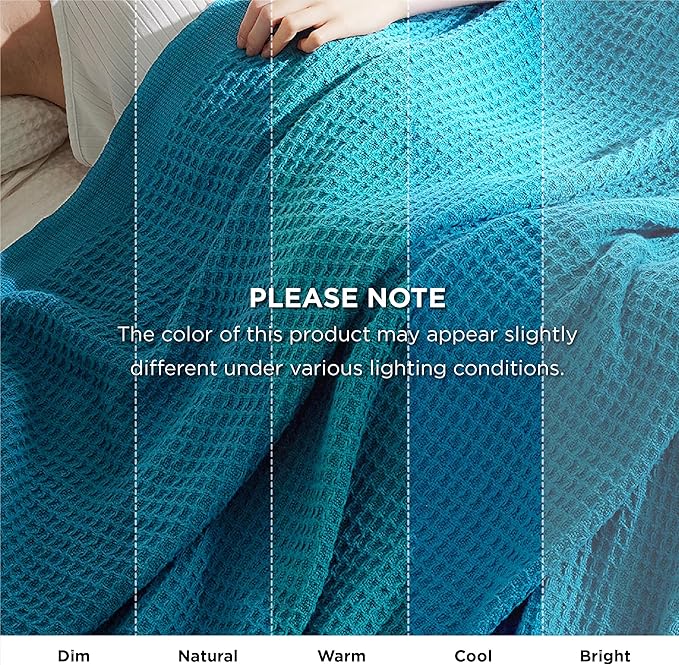 Bedsure Gentlesoft 100% Cotton Blanket Twin XL Size for College Dorm - Breathable and Soft for Spring Summer, Waffle Weave Twin Blanket for Bed, Dorm Room Essentials, Teal, 66x90 inches