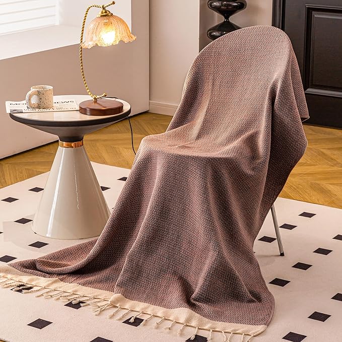 Premium Cotton Boho Blanket |50”x60”| Burnt Orange fall Throw Blankets For Bed Sofa Couch Outdoor Farmhouse Turkish Throws And Blankets For Sofa Bedroom Picnic Blankets yoga blanket